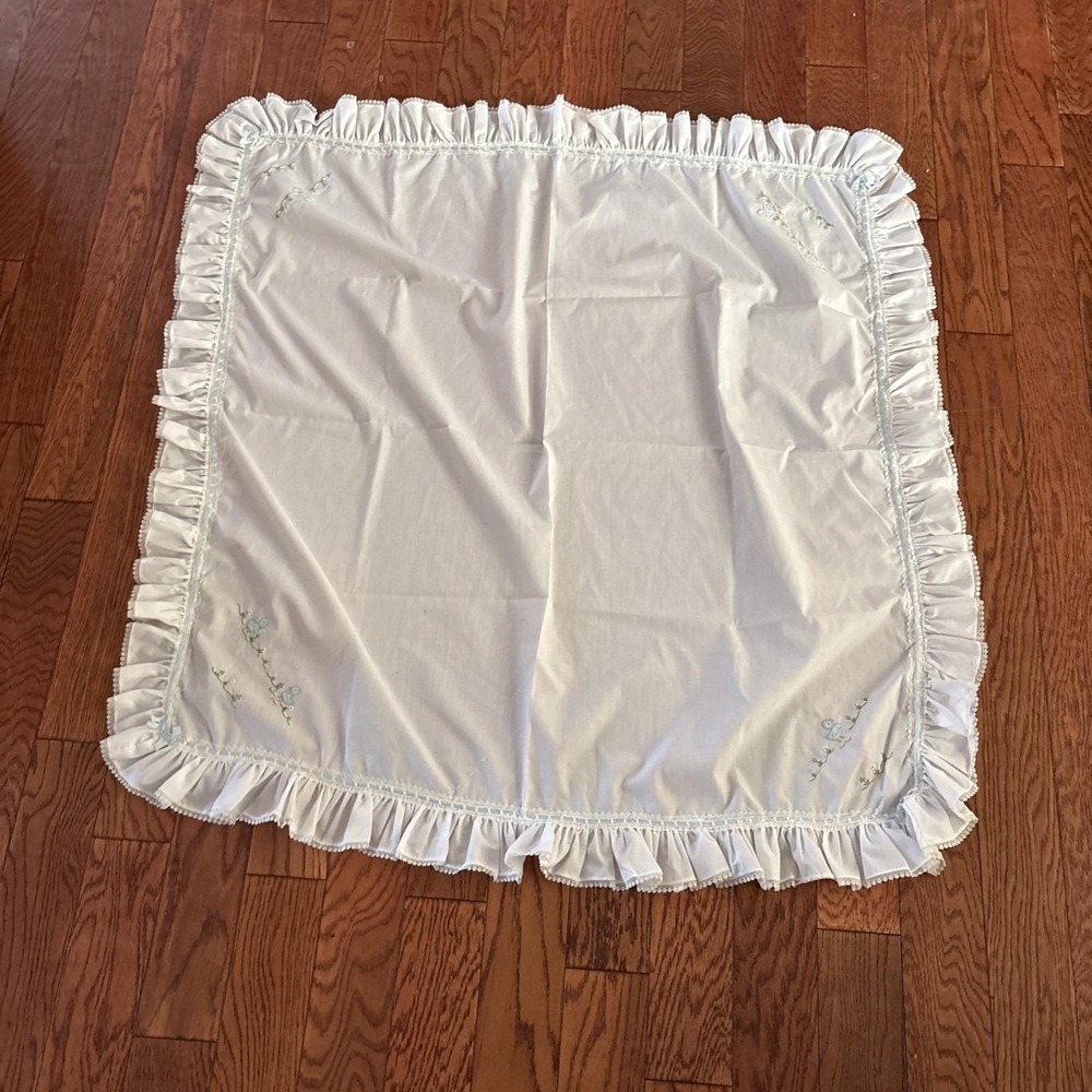 Handmade Embroidery Baby Blanket. Never Used. Blue Stitching. Gender Neutral.